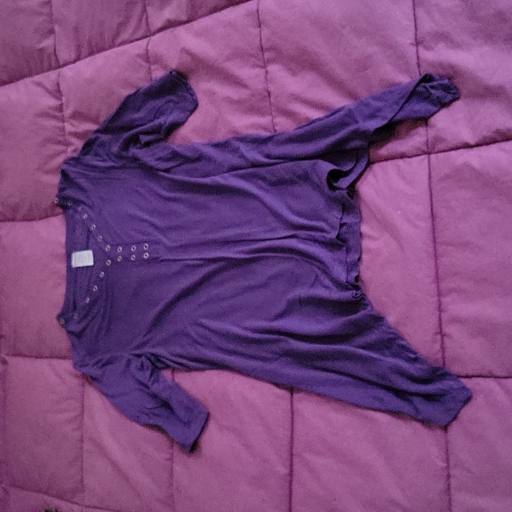Avon long, flowy purple tunic w 3/4 sleeves, Size S